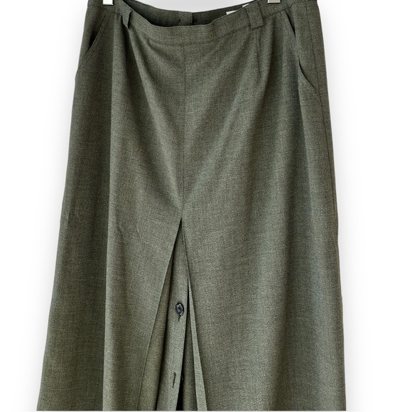 Vintage Frank Eden Olive Green Front Split Maxi Skirt - Picture 7 of 12